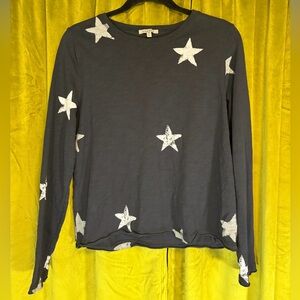 Lisa Todd Black & White Star Printed Long Sleeve Tee. Size M. Retail $100+